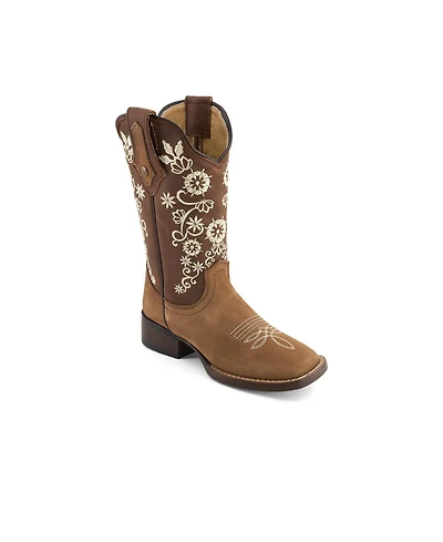Forastero Women's Authentic Leather Flowers Embroidery Western Boots