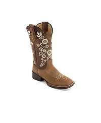 Forastero Women's Authentic Leather Flowers Embroidery Western Boots