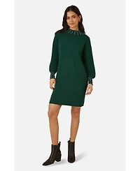 Yumi Women's Bead Detail Knitted Sweater Dress