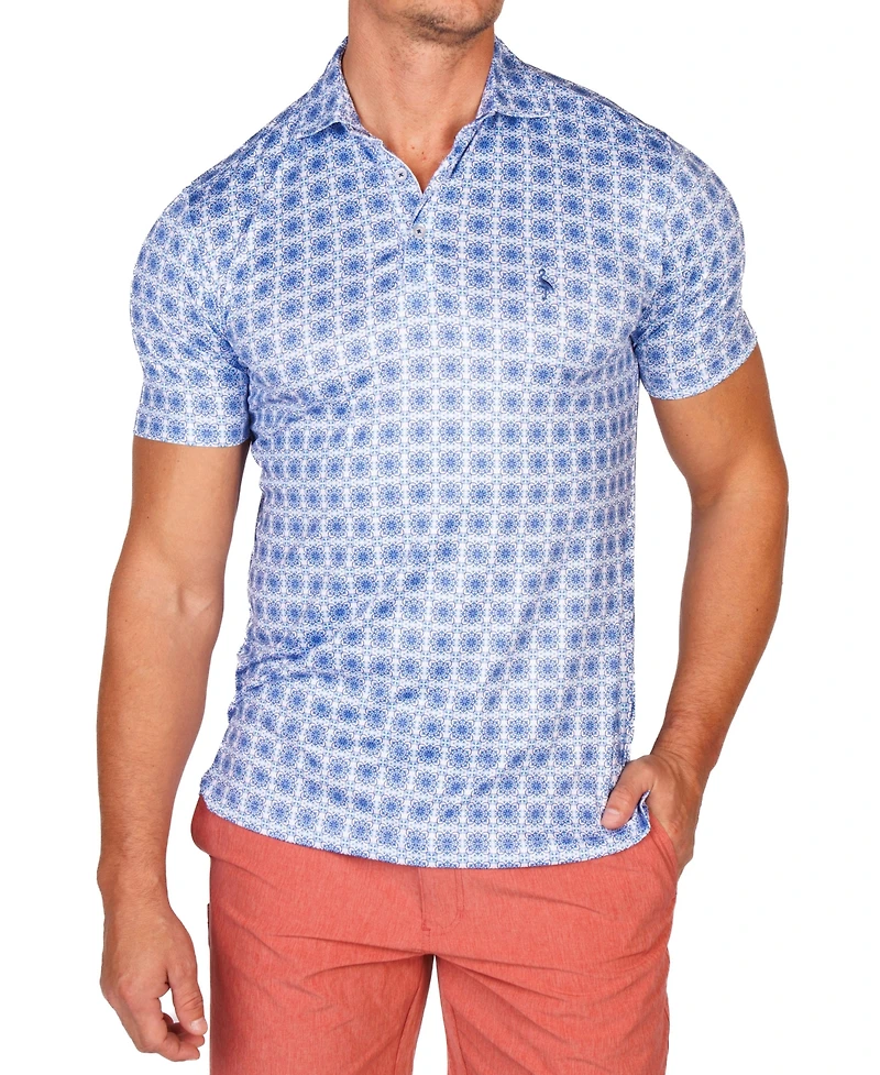 TailorByrd Men's Mediterranean Tile Performance Polo.
