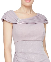 Alex Evenings Women's Glittered Ruched Gown