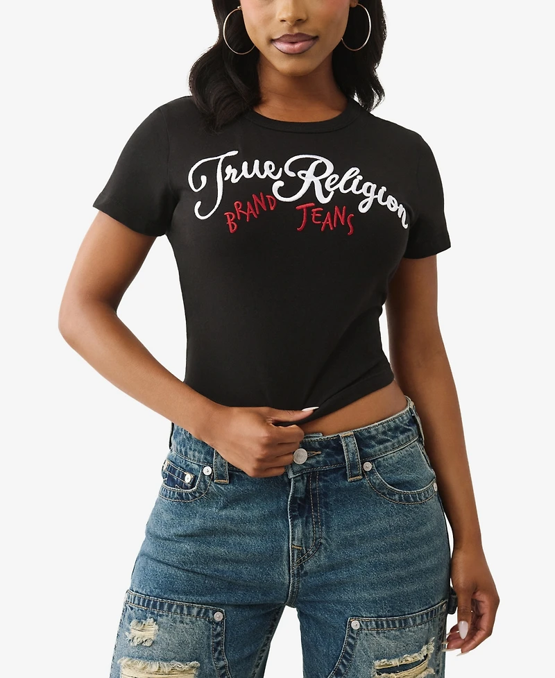 True Religion Women's Crystal Branded Baby T-Shirt