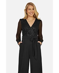 Yumi Women's Sequin Wrap Over Jumpsuit