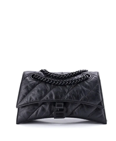 Pre-Owned Balenciaga Small Crush Chain Flap Bag Quilted Crushed Calfskin