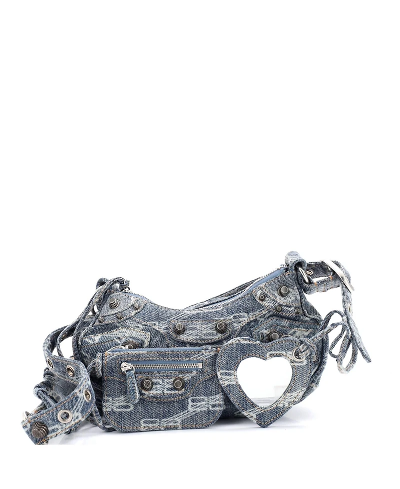 Pre-Owned Balenciaga Xs Le Cagole Giant Studs Shoulder Bag Bb Denim