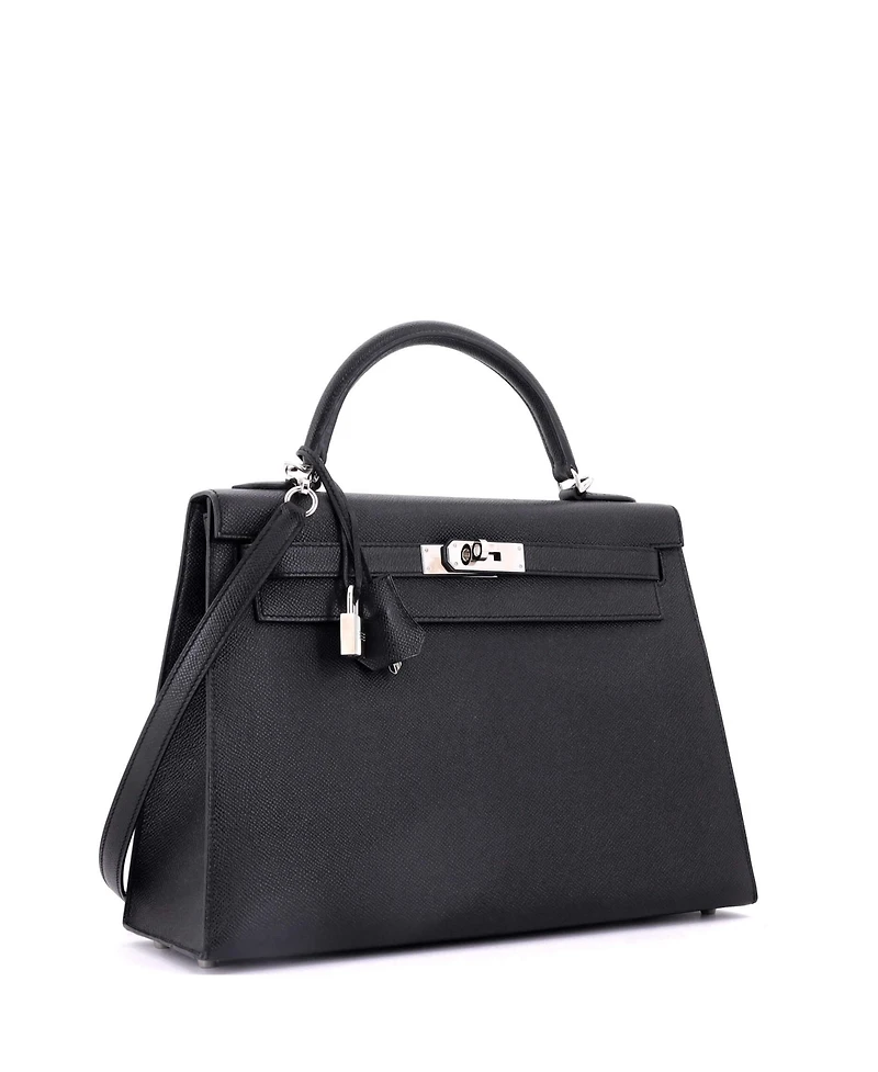 Pre-Owned Hermes Kelly 32 Handbag Epsom with Palladium Hardware