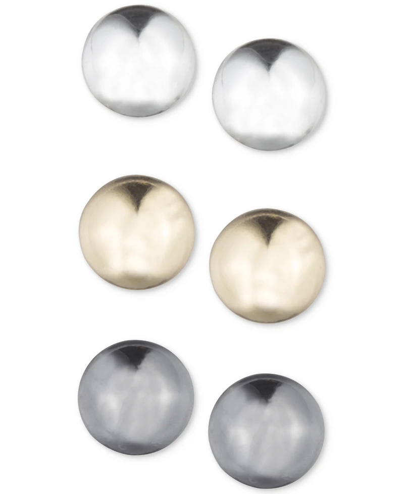 Nine West 3-Pc. Set Tri-Tone Stud Earrings