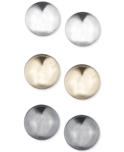 Nine West 3-Pc. Set Tri-Tone Stud Earrings