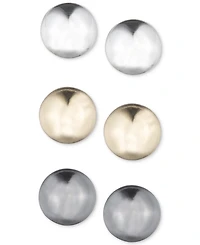 Nine West 3-Pc. Set Tri-Tone Stud Earrings