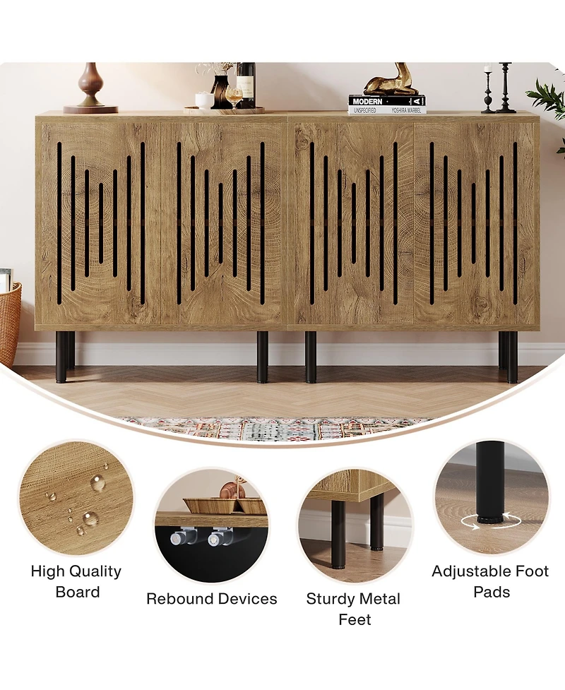 Tribesigns Kitchen Cabinet with Storage, 59" Buffet Sideboard Cabinet with Adjustable Shelves