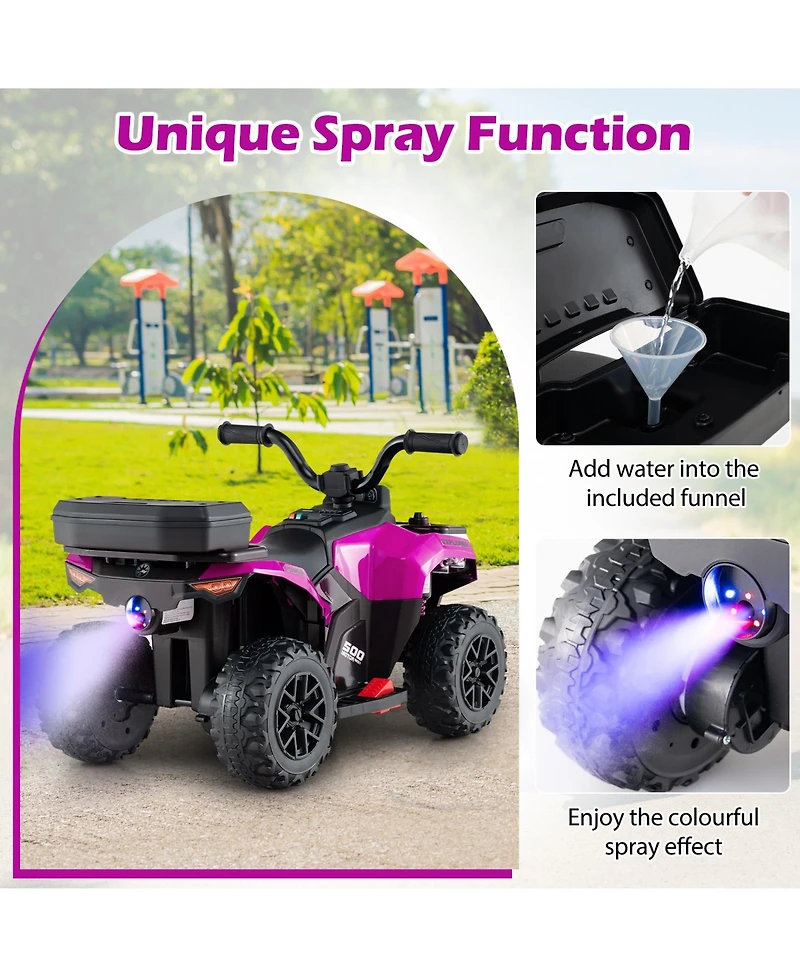 Sugift 6V Kids Ride On Atv with Music, Spray, and Storage