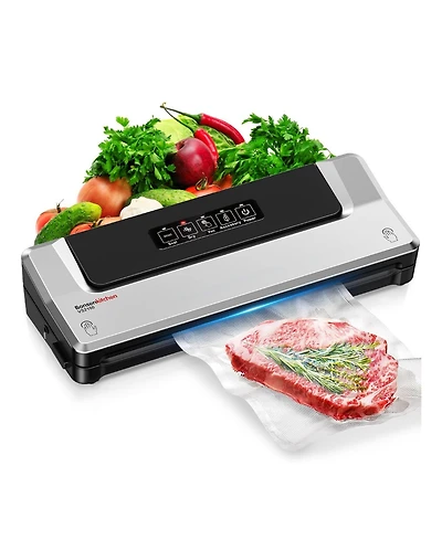 Bonsaii Bonsenkitchen Compact Vacuum Sealer, Fast Multi-Functional Food Saver with 20 Bags, 2 Rolls & Hose, High-Speed Continuous Use, Silver