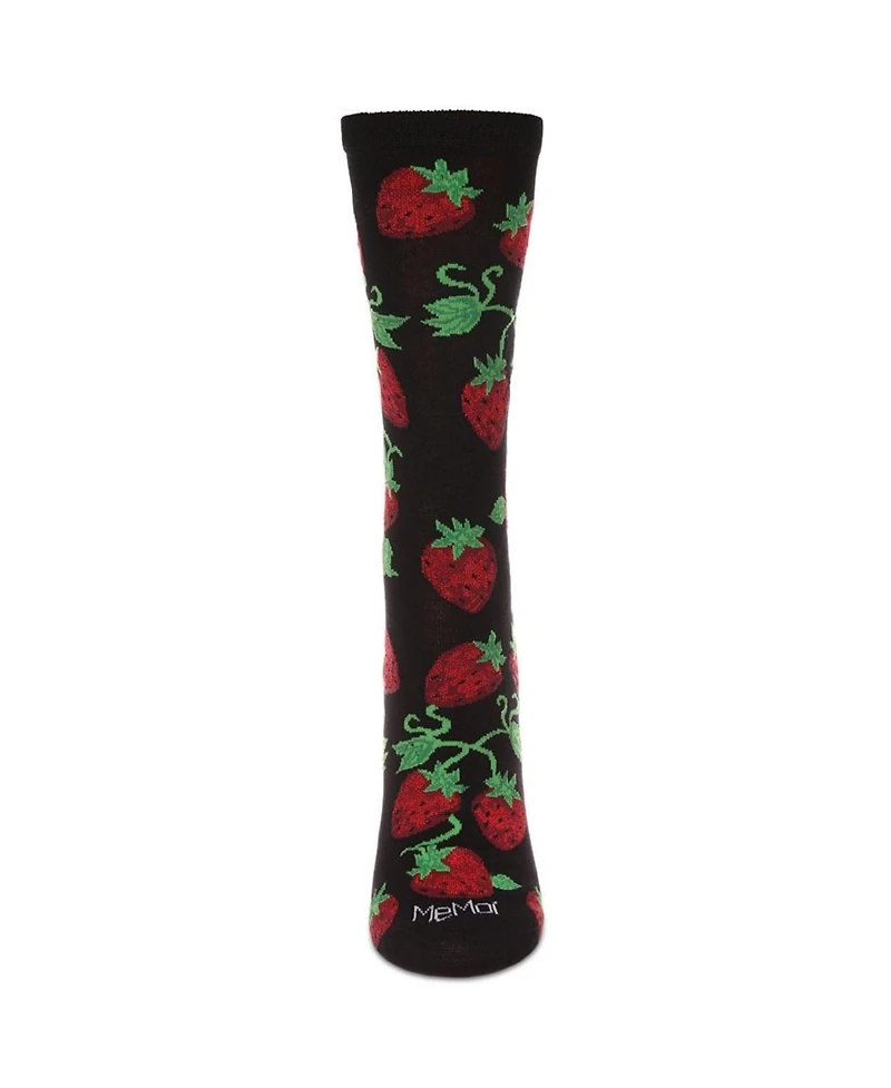 MeMoi Women's Strawberry Vines Crew Socks