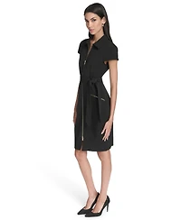 Halston Women's Front Zipper Short Dress