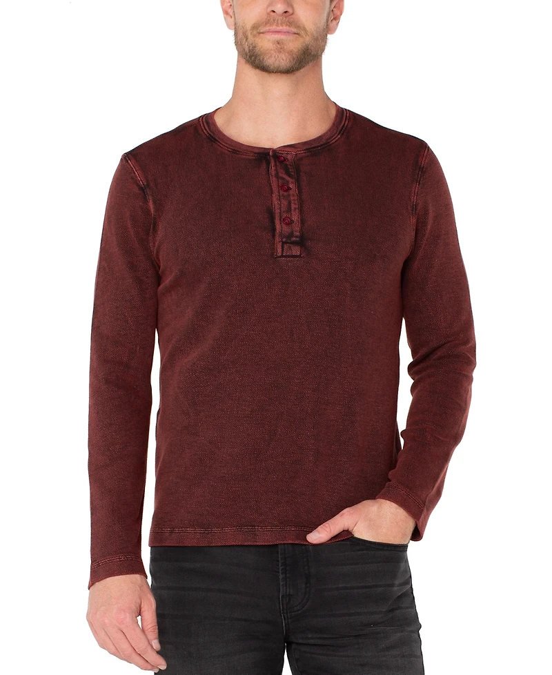 Liverpool Los Angeles Men's Cotton Long-Sleeve Henley Shirt