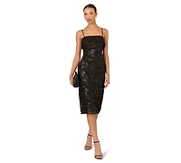 Adrianna Women's Pleather Lace Detail Midi Dress