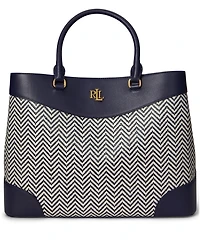 Lauren Ralph Lauren Marcy Large Houndstooth Woven Satchel Bag