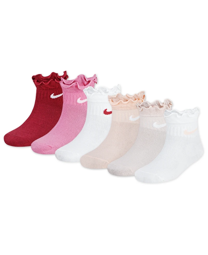 Nike Girls 4-7 Ruffle Detail Ankle Socks, 6-Pack