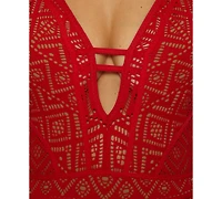 Becca Women's Color Play Crochet Plunge One-Piece Swimsuit