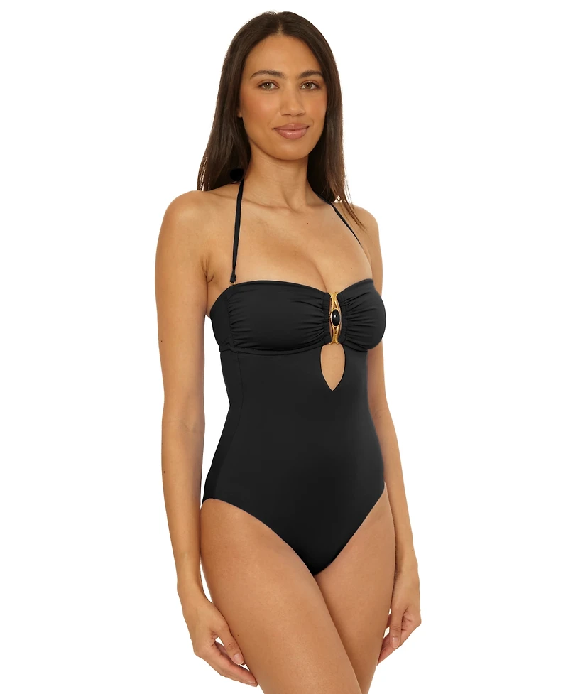 Becca Women's Rock Solid Gold Buckle One-Piece Swimsuit