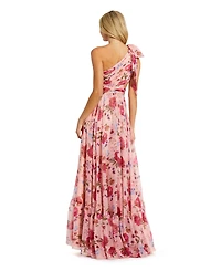 Mac Duggal Women's Side Cut Out One-Shoulder Floral Chiffon Gown