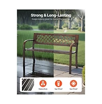 Sturdy Metal Garden Bench with Pvc Mesh Back Design
