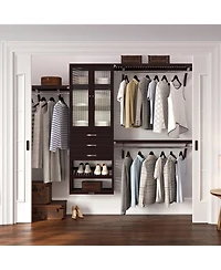 John Louis Home Solid Wood Reach-In Closet Organizer with 3 Drawers and Glass Doors