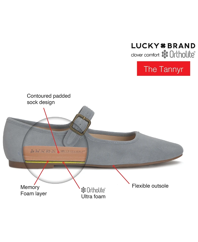 Lucky Brand Women's Tannyr Burnout Lace Mary Jane Ballet Flats