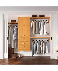 Solid Wood Reach-In Closet Organizer with 6 Drawers and Doors