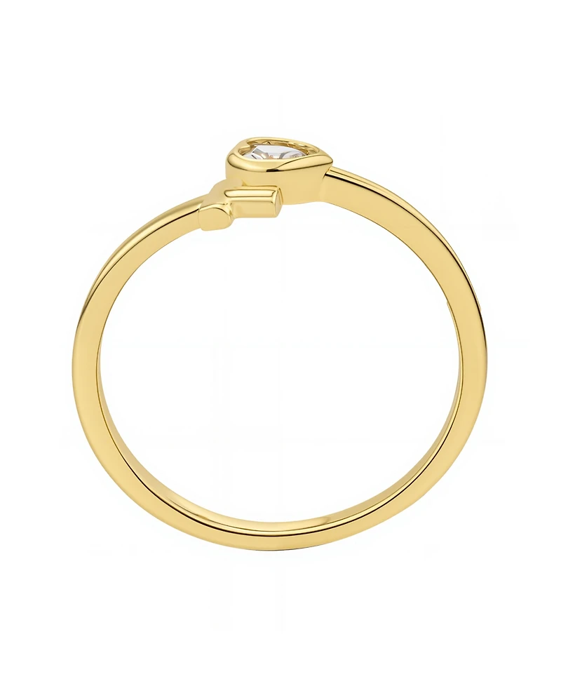 Unwritten Cubic Zirconia Gold Plated Heart and Cross Bypass Ring