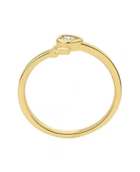 Unwritten Cubic Zirconia Gold Plated Heart and Cross Bypass Ring