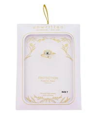 Unwritten Cubic Zirconia Gold Plated Evil Eye Bypass Ring