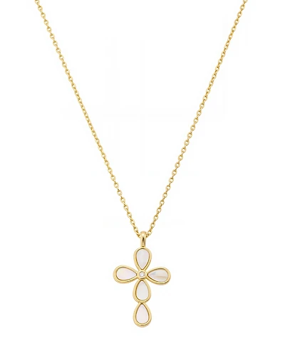 Unwritten Mother of Pearl Gold Plated Cross Pendant Necklace