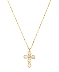 Unwritten Mother of Pearl Gold Plated Cross Pendant Necklace