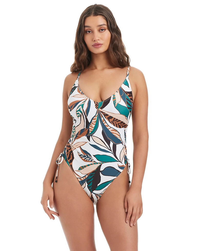 Bar Iii Women's Safari Chic Over-The-Shoulder Mio One-Piece Swimsuit, Macy's Exclusive