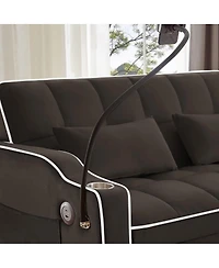 Maison Boucle 2-Seater Sofa Bed with Pull Out Sleeper, Usb & Type-c Charging, Adjustable Backrest, Modern Velvet Loveseat for Small Spaces