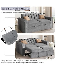 Maison Boucle Pull-Out Sleeper Loveseat Sofa with Adjustable Backrest, Small Space Convertible Couch Bed for Guest Room or Apartment