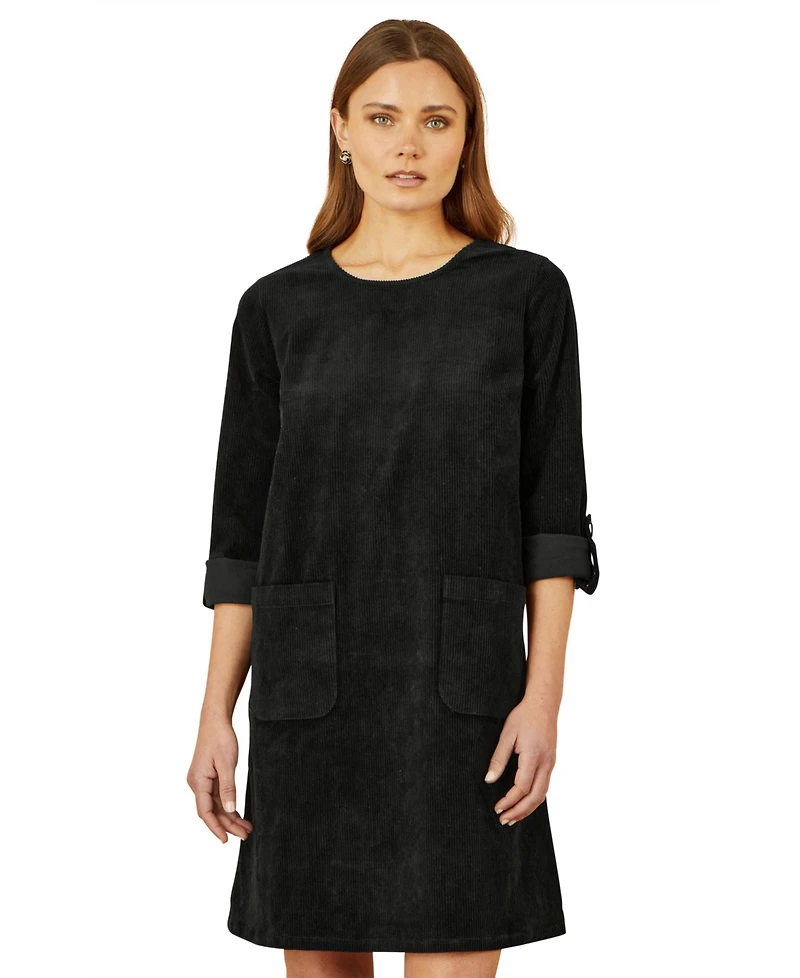 Yumi Women's Cord Tunic Dress With Pockets