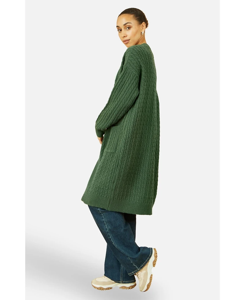 Yumi Women's Cable Knit Long Sleeve Cardigan