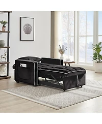 Maison Boucle 3-in-1 Convertible Velvet Chair Bed, Single Sleeper Sofa with Adjustable Backrest, Pull Out Bed & Side Pocket for Small Spaces