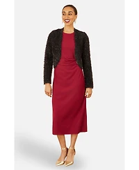 Yumi Women's Metallic Fluffy Eyelash Bolero