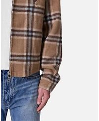 mnml Men's Plaid Flannel Front Zip Jacket