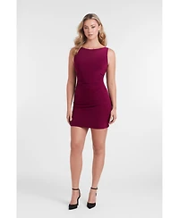 S3 Apparel Women's Sculpting Shapewear Shirred Boat Neck Solid Mini Dress