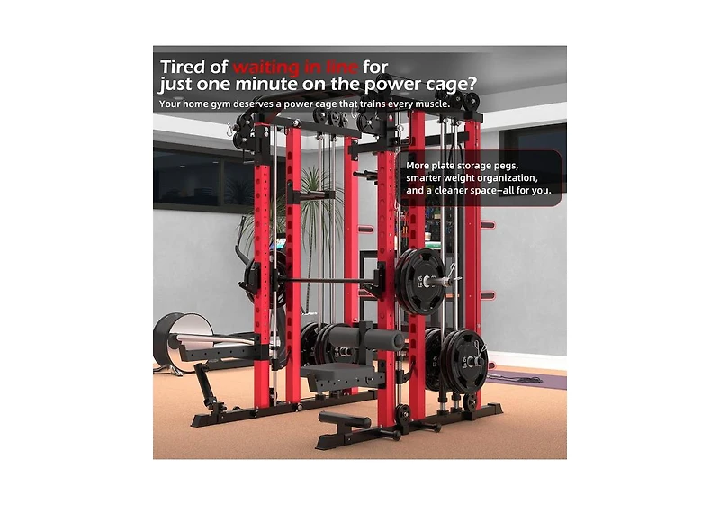 Aecojoy Smith Machine 2000lbs Crossover Machine with Lat Pulldown Strength Training Power Cages.