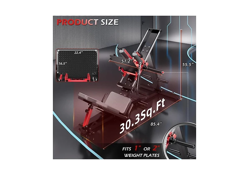 Aecojoy Hack Squat Leg Press Machine, 2 in 1 Adjustable Leg Exercise Workout Machine