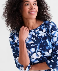 Style & Co Women's Pima Cotton 3/4-Sleeve Boat-neck Top