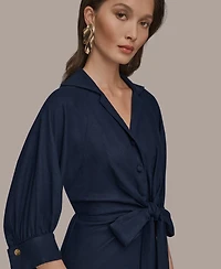 Donna Karan New York Women's Collared 3/4-Sleeve Midi Dress