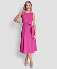 Dkny Women's Sleeveless Boat Neck Scuba Crepe Midi Dress
