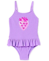 Angel Beach Toddler Girls 2T-5T Sequin Popcorn One-Piece Swimsuit