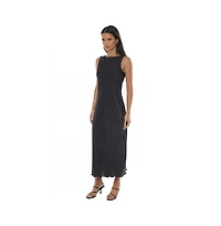 Bebe Women's Satin Sleeveless A-Line Maxi Dress